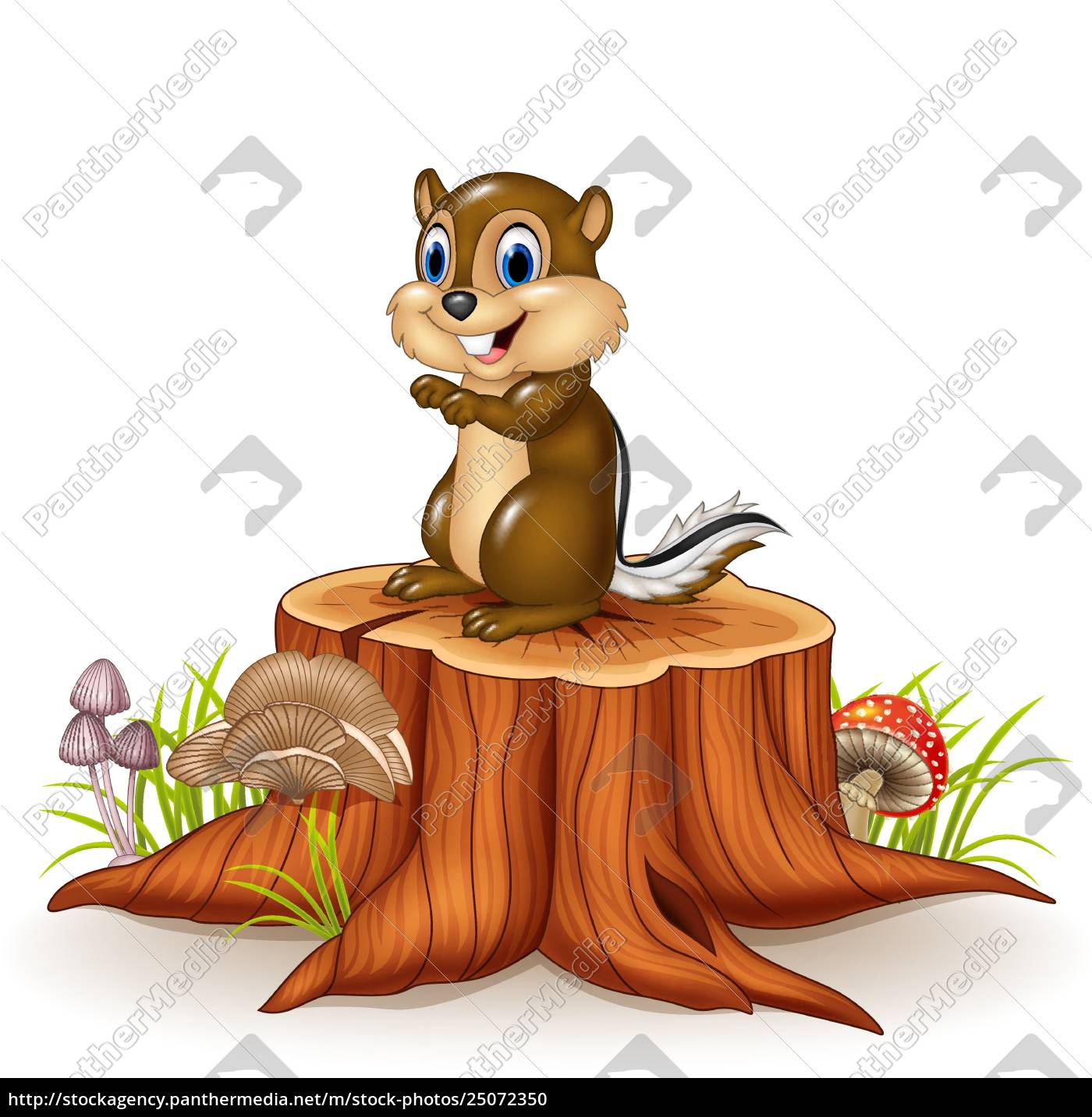 Cartoon Chipmunk Sitzt Auf Baumstumpf Stockfoto Bildagentur Panthermedia