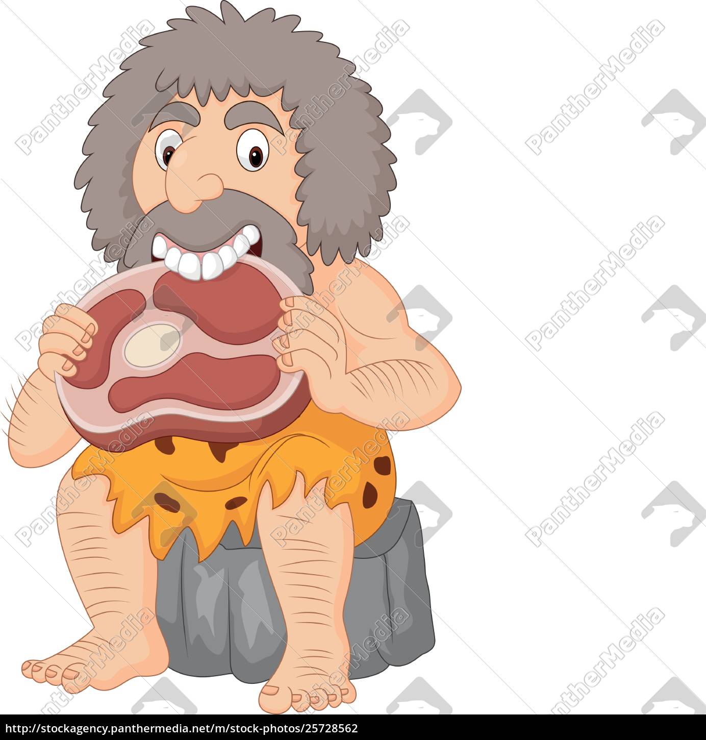 Cartoon Hohlenmenschen Essen Fleisch Stock Photo Bildagentur Panthermedia