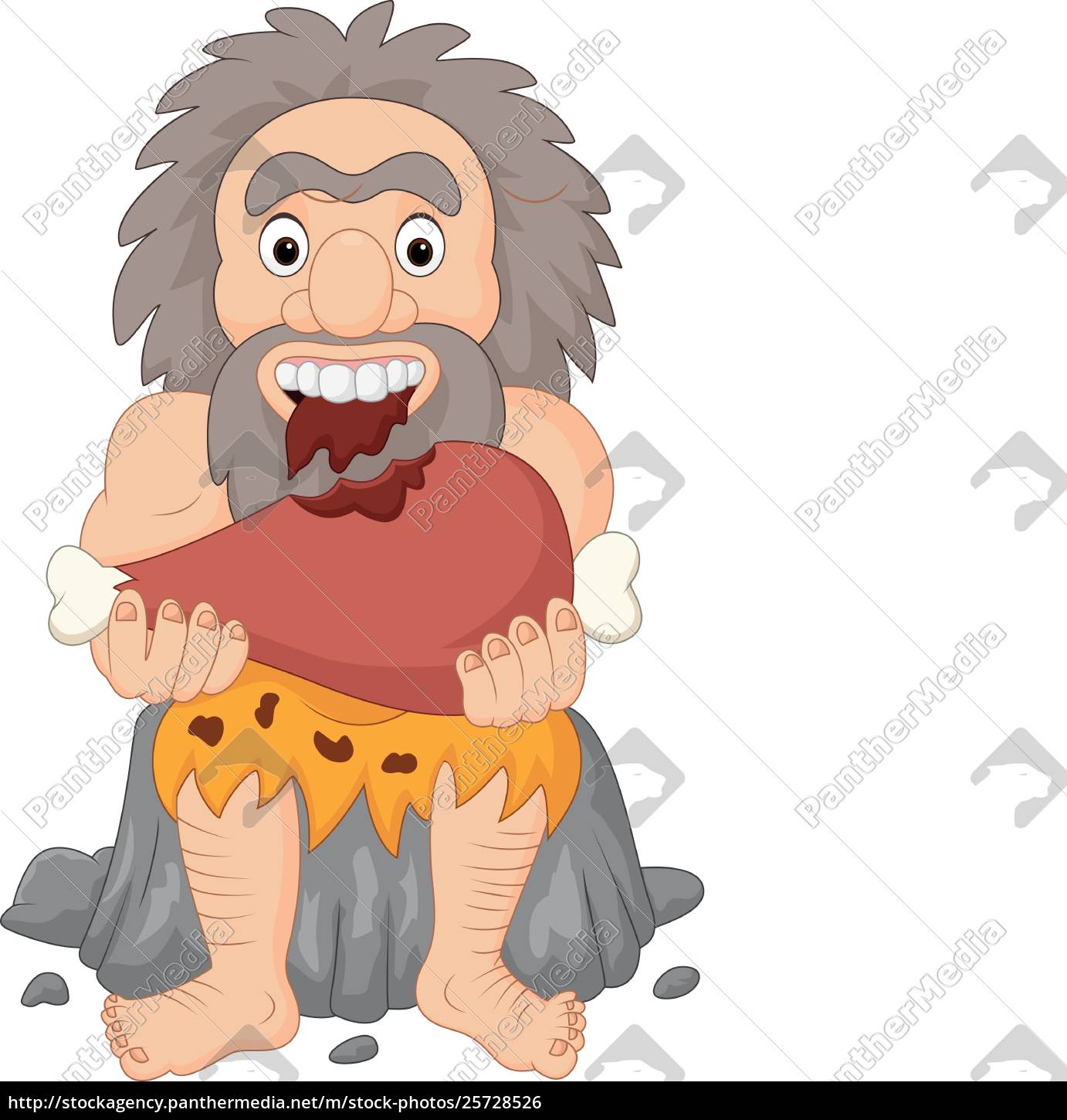 Cartoon Hohlenmenschen Essen Fleisch Stock Photo Bildagentur Panthermedia