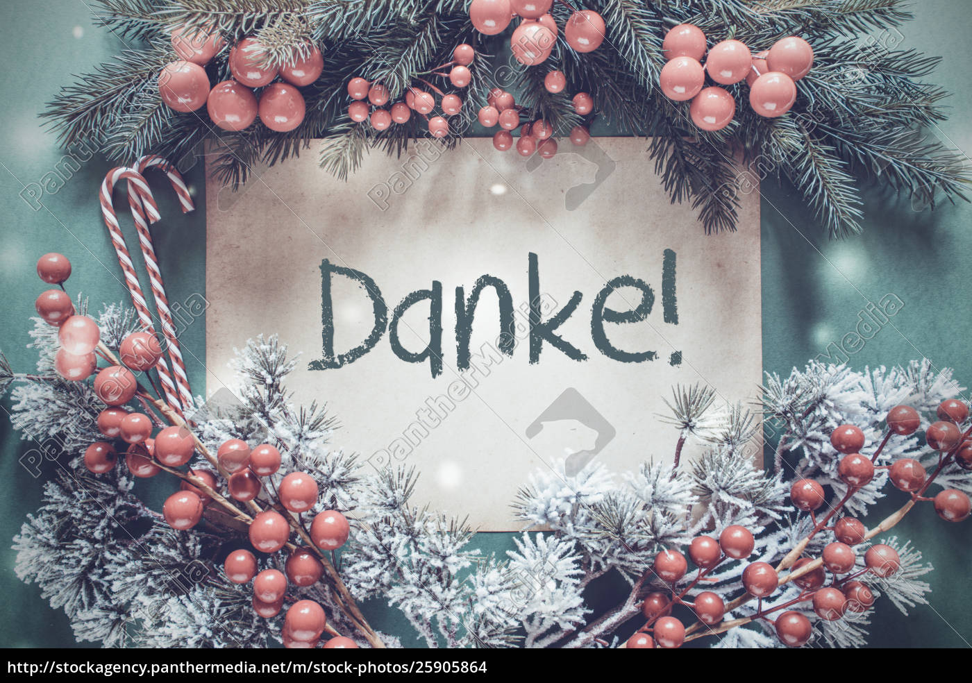 Weihnachten Girlande,Tannenbaum Zweig,Danke bedeutet - Lizenzfreies