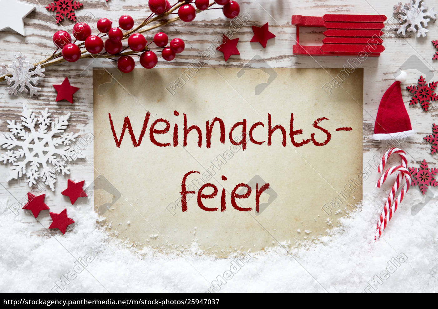 Rote Weihnachtsdekoration Schnee Weihnachtsfeier - Lizenzfreies Bild 