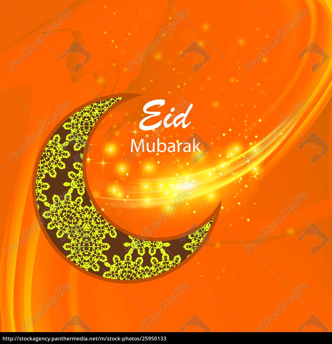 Glücklich Eid Mubarak islamisches Design auf Orange - Lizenzfreies