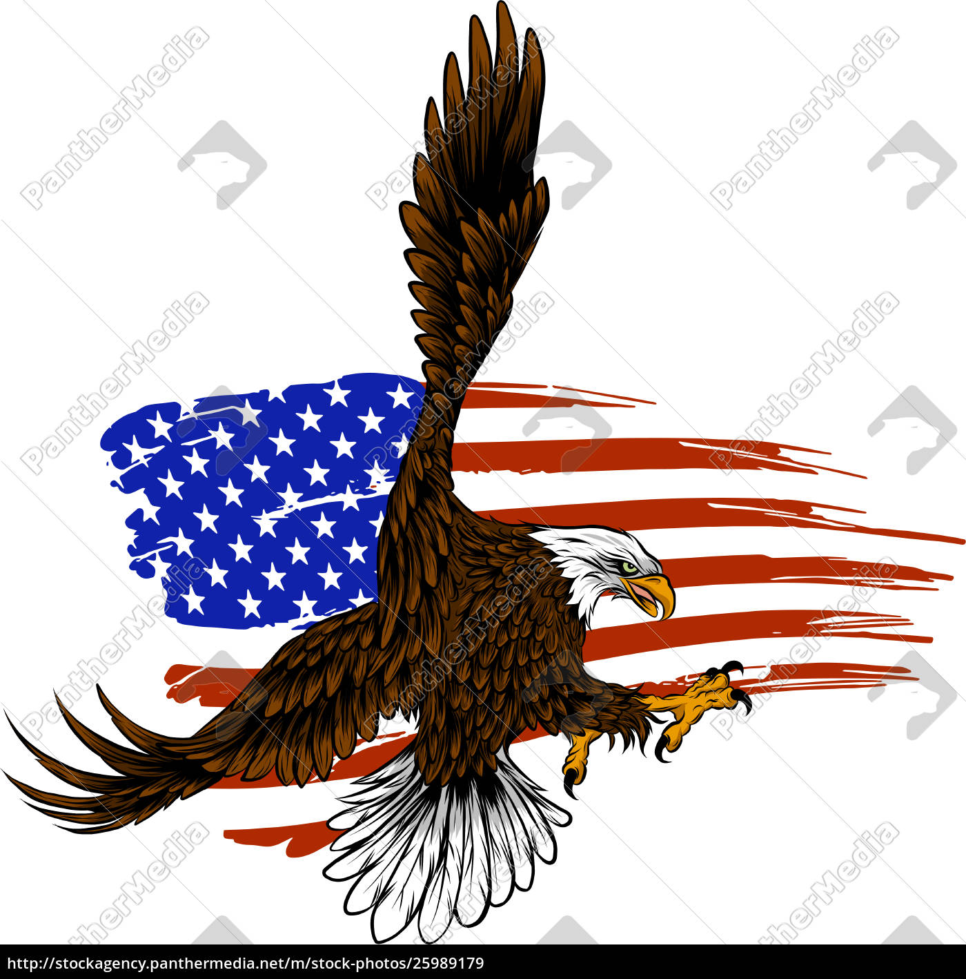 vektorillusion american adler gegen usa-flagge und - Lizenzfreies Bild  #25989179