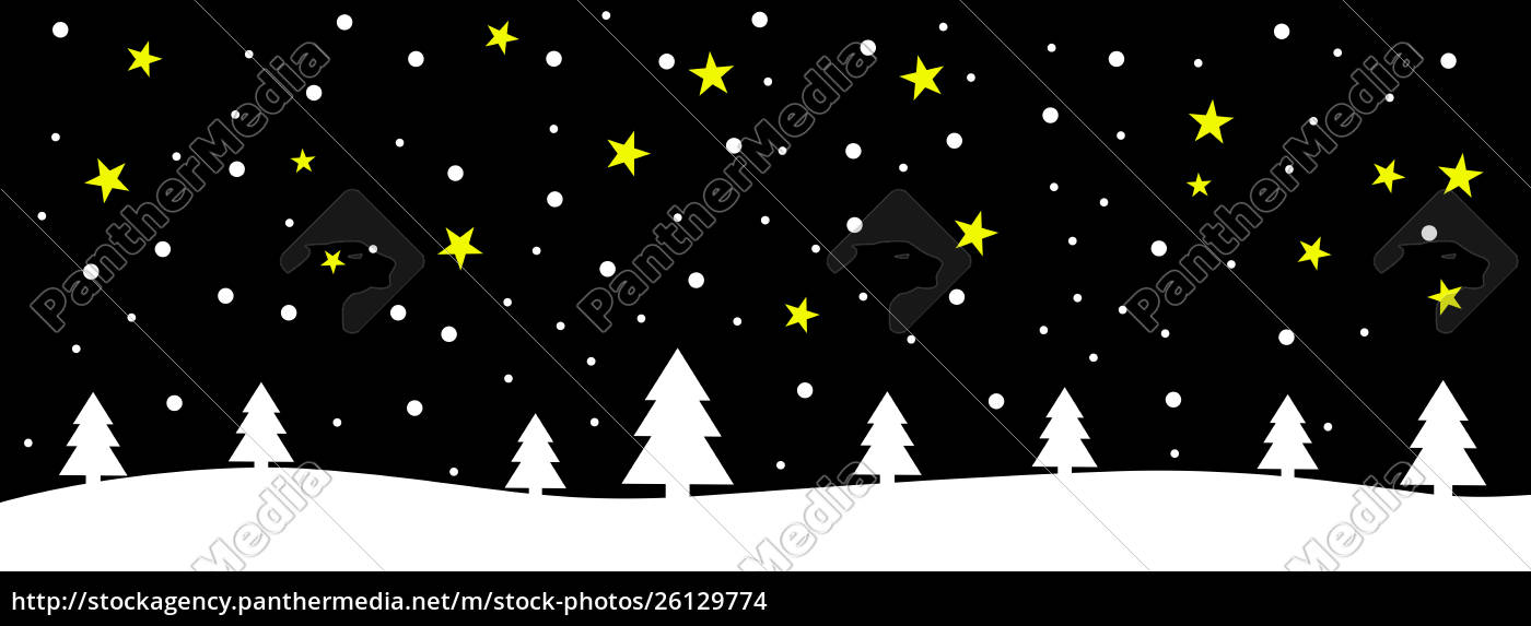 Schwarz Weiss Weihnachtskarte Mit Winterlandschaft Und Stock Photo Bildagentur Panthermedia