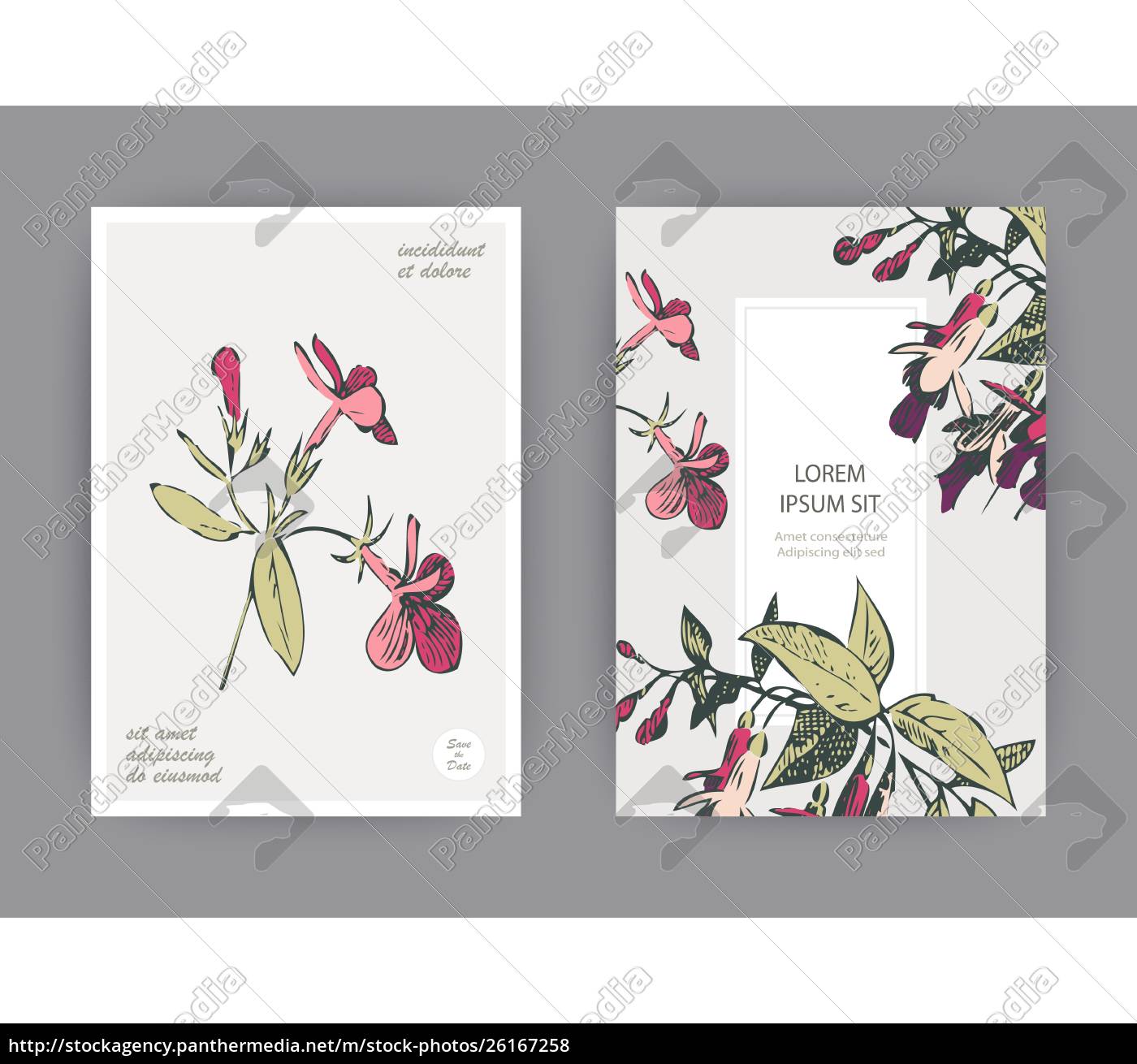 Botanische Hochzeit Einladung Karte Vorlage Design Von Stock Photo 26167258 Bildagentur Panthermedia