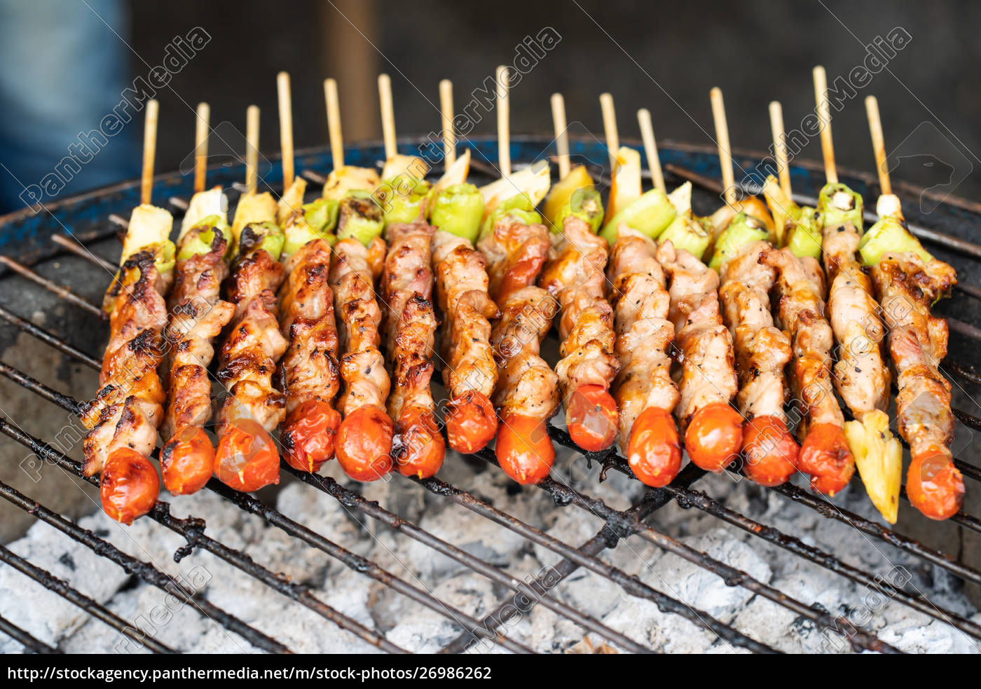 Grilled Vegetable And Meat Skewers - Stock Photo - #26986262 ...