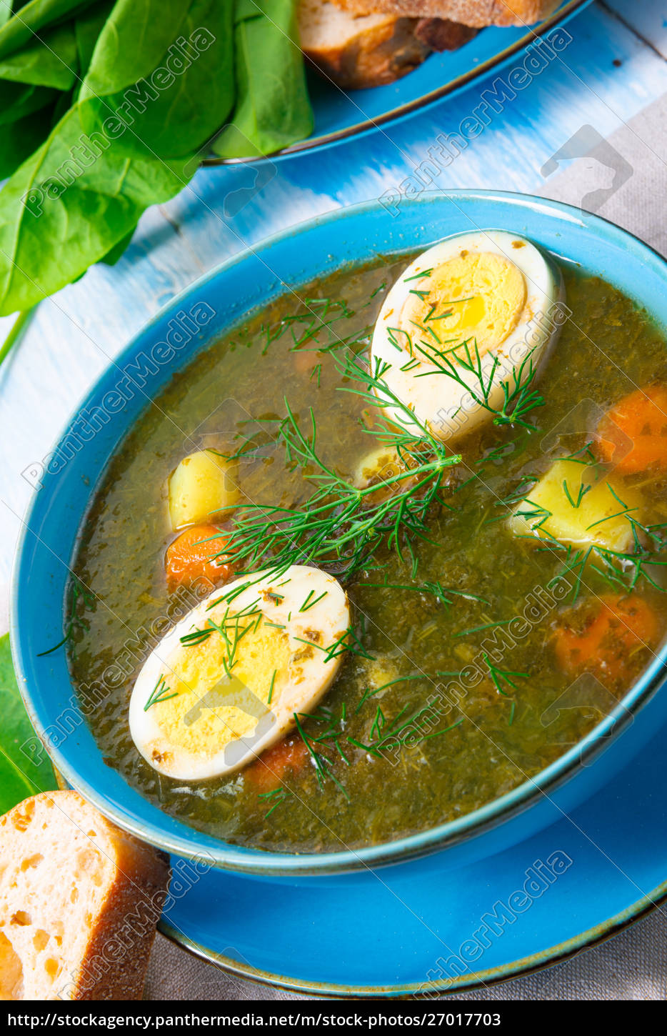 Sauerampfersuppe mit Kartoffeln und Ei - Stockfoto - #27017703 ...