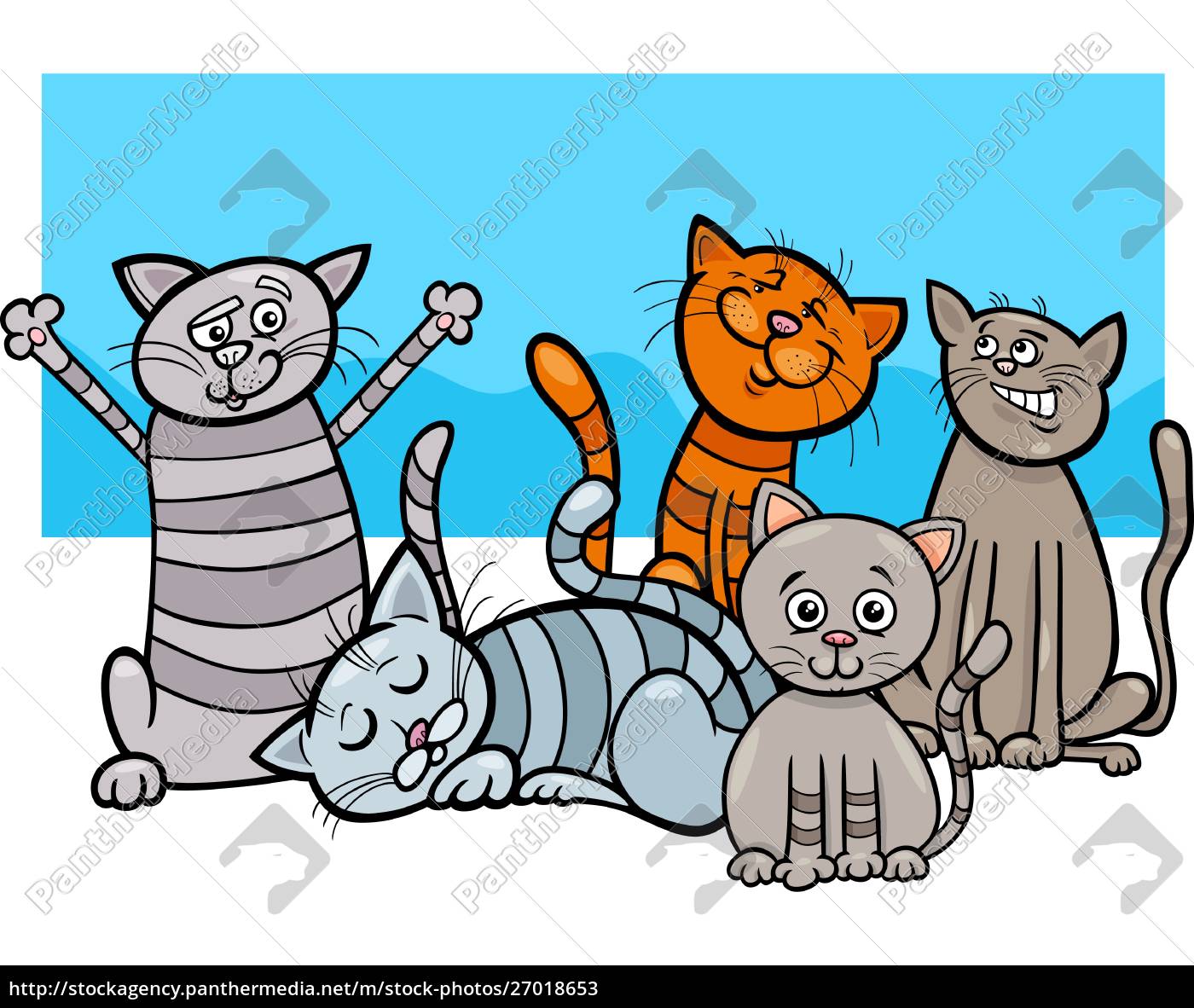 Lustige Katzen Gruppe Cartoon Illustration Lizenzfreies Bild 27018653 Bildagentur Panthermedia