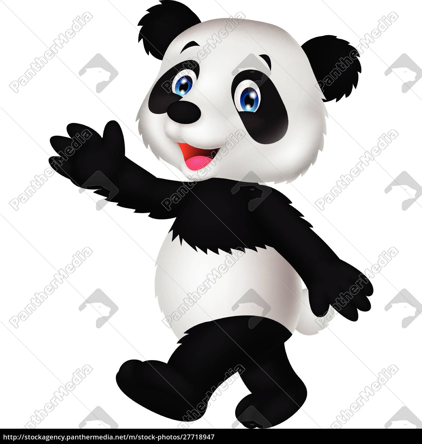 Susse Panda Cartoon Winken Hand Stockfoto Bildagentur Panthermedia