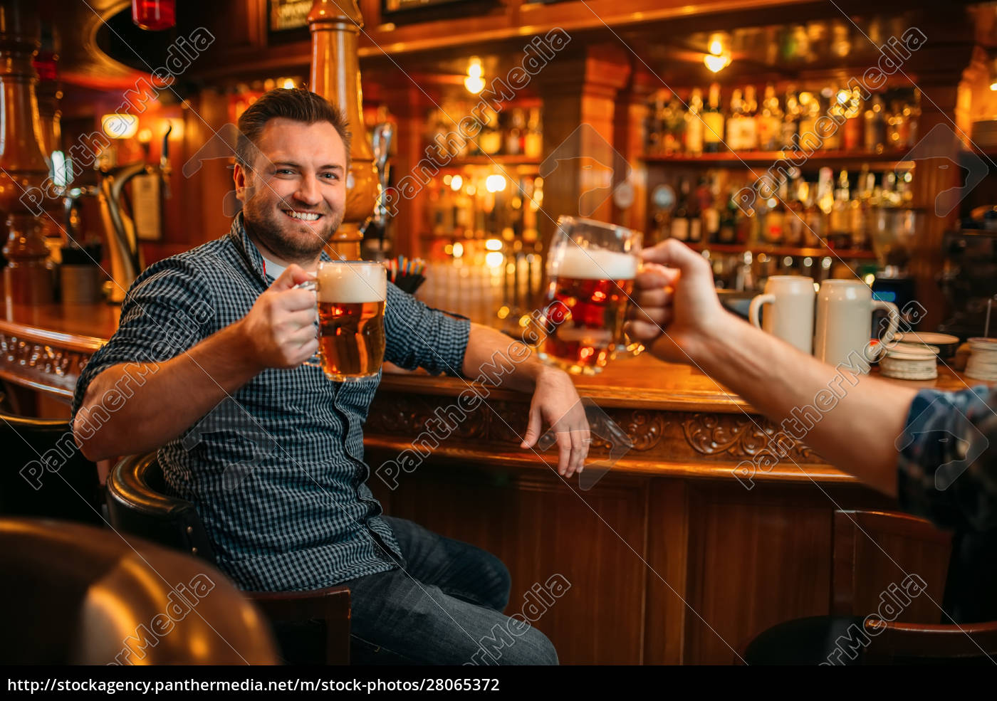 Zwei Männliche Freunde Trinken Bier An Der Theke In Lizenzfreies Foto 28065372 